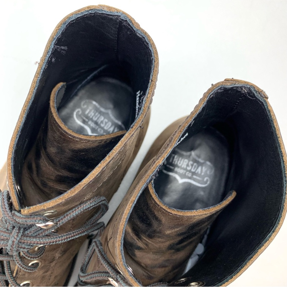 Thursday Boots President Lace Up Brown Nubuck Leather Plain Toe Combat Size 11 - Picture 8 of 10